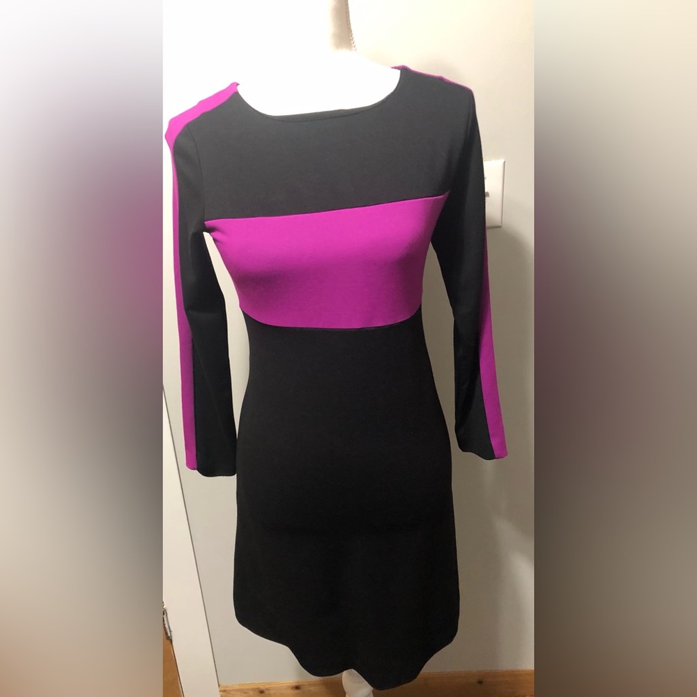 Amanda Uprichard black and purple knit dress size S.